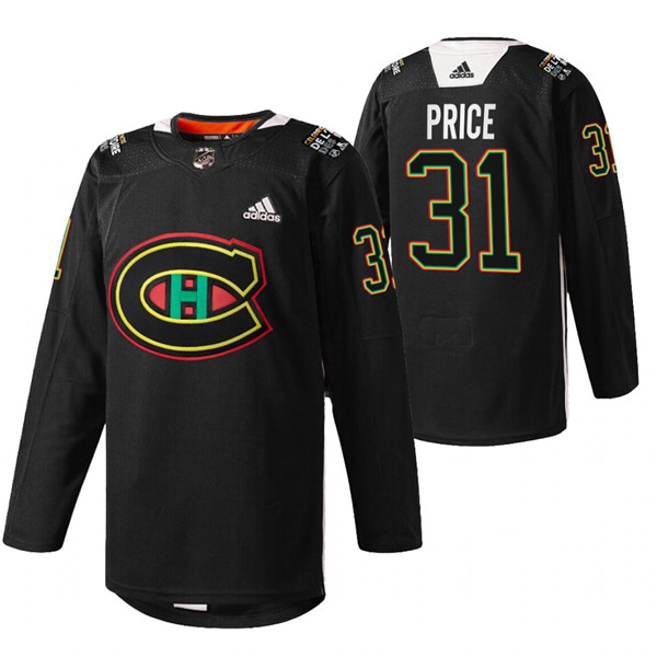 Men's Montreal Canadiens #31 Carey Price 2022 Black Warm Up History Night Stitched Jersey Men's Montreal Canadiens #31 Carey Price 2022 Black Warm Up History Night Stitched Jersey