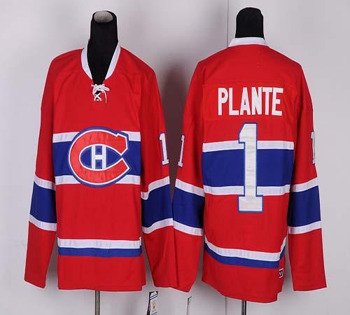 Canadiens #1 Jacques Plante Red CH CCM Throwback Stitched NHL Jersey Canadiens #1 Jacques Plante Red CH CCM Throwback Stitched NHL Jersey