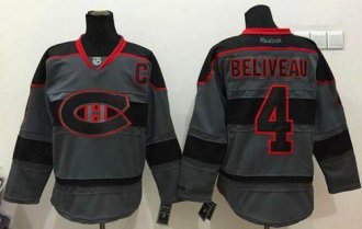 Montreal Canadiens #4 Jean Beliveau Charcoal Cross Check Fashion Stitched NHL Jersey Montreal Canadiens #4 Jean Beliveau Charcoal Cross Check Fashion Stitched NHL Jersey