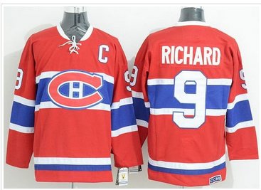 Montreal Canadiens #9 Maurice Richard Red CCM Throwback Stitched NHL Jersey Montreal Canadiens #9 Maurice Richard Red CCM Throwback Stitched NHL Jersey