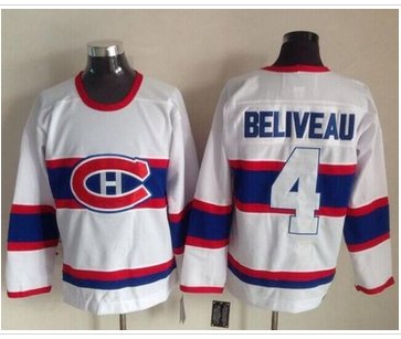 Montreal Canadiens #4 Jean Beliveau White CCM Throwback Stitched NHL Jersey Montreal Canadiens #4 Jean Beliveau White CCM Throwback Stitched NHL Jersey