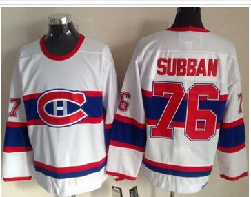 Montreal Canadiens #76 P.K Subban White CCM Throwback Stitched NHL Jersey Montreal Canadiens #76 P.K Subban White CCM Throwback Stitched NHL Jersey