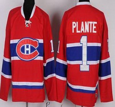 Montreal Canadiens 1 Jacques Plante Red Throwback CCM NHL Jerseys Montreal Canadiens 1 Jacques Plante Red Throwback CCM NHL Jerseys
