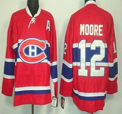 Montreal Canadiens 12 Dickie Moore Red Throwback CCM NHL Jerseys Montreal Canadiens 12 Dickie Moore Red Throwback CCM NHL Jerseys
