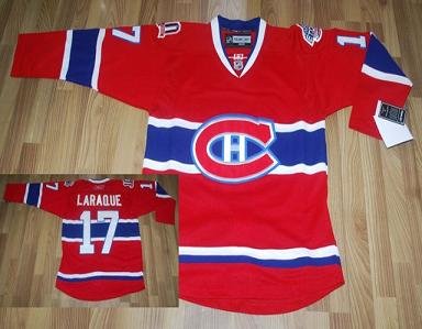 NHL Montreal Canadiens #17 Laraque CH Patch Red Jersey