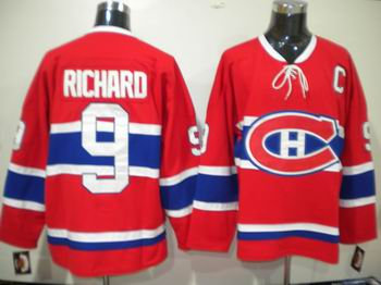Montreal Canadiens #9 Maurice Richard Stitched Replithentic Red Jersey Montreal Canadiens #9 Maurice Richard Stitched Replithentic Red Jersey
