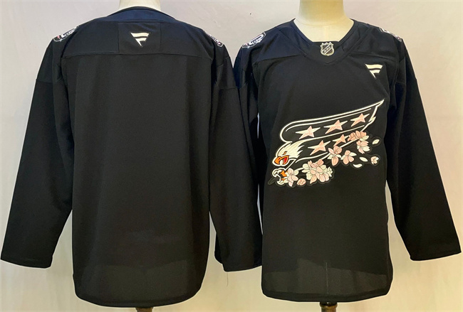 Men's Washington Capitals Blank Black Cherry Blossom Stitched Hockey Jersey Men's Washington Capitals Blank Black Cherry Blossom Stitched Hockey Jersey