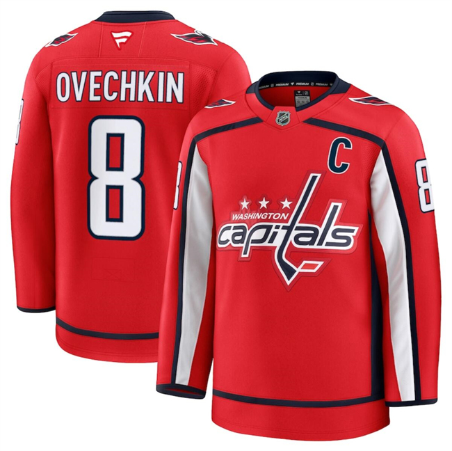 Men's Washington Capitals #8 Alexander Ovechkin Red 2024-25 Home Stitched Hockey Jersey Men's Washington Capitals #8 Alexander Ovechkin Red 2024-25 Home Stitched Hockey Jersey