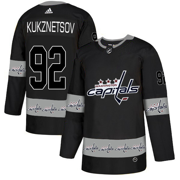 Capitals 92 Evgeny Kukznetsov Black Team Logos Fashion Adidas Jersey Capitals 92 Evgeny Kukznetsov Black Team Logos Fashion Adidas Jersey