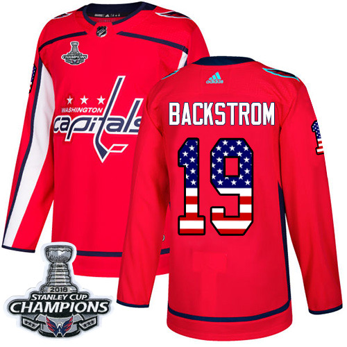 Adidas Capitals #19 Nicklas Backstrom Red Home Authentic USA Flag Stanley Cup Final Champions Stitched NHL Jersey Adidas Capitals #19 Nicklas Backstrom Red Home Authentic USA Flag Stanley Cup Final Champions Stitched NHL Jersey