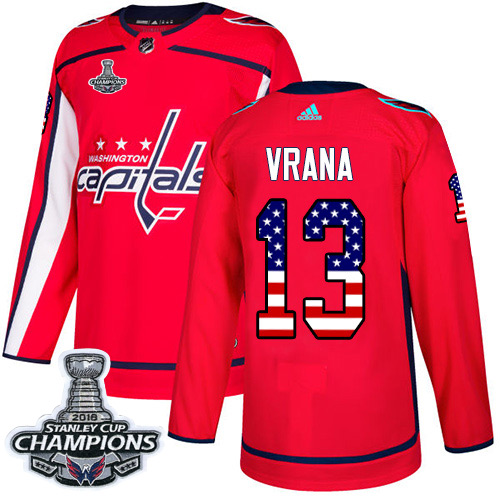 Adidas Capitals #13 Jakub Vrana Red Home Authentic USA Flag Stanley Cup Final Champions Stitched NHL Jersey Adidas Capitals #13 Jakub Vrana Red Home Authentic USA Flag Stanley Cup Final Champions Stitched NHL Jersey