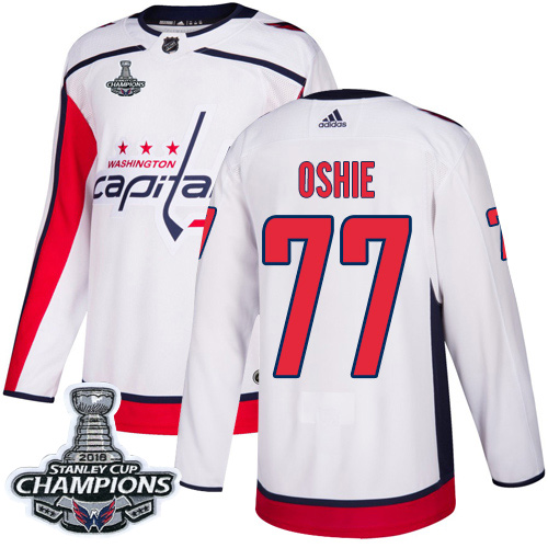 Adidas Capitals #77 T.J. Oshie White Road Authentic Stanley Cup Final Champions Stitched NHL Jersey Adidas Capitals #77 T.J. Oshie White Road Authentic Stanley Cup Final Champions Stitched NHL Jersey