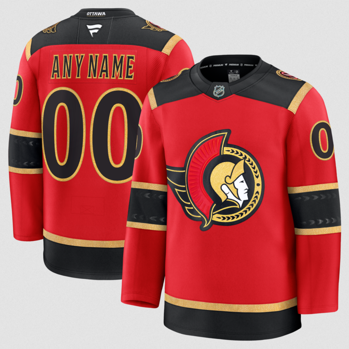 Men's Ottawa Senators Custom Red AlternateStitched Hockey Jersey