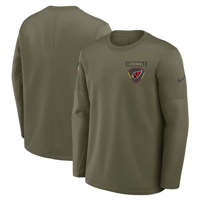 Men's Arizona Cardinals Olive 2025 Salute to Service Sideline Coaches Therma-FIT Long Sleeve Shirt Men's Arizona Cardinals Olive 2025 Salute to Service Sideline Coaches Therma-FIT Long Sleeve Shirt