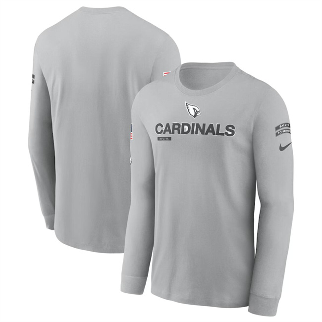 Men's Arizona Cardinals 2024 Gray Salute To Service Long Sleeve T-Shirt Men's Arizona Cardinals 2024 Gray Salute To Service Long Sleeve T-Shirt