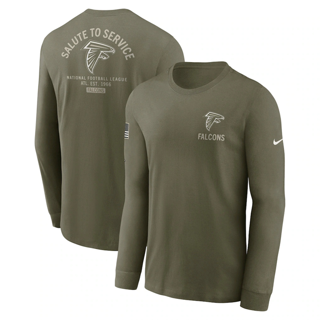 Men's Atlanta Falcons Olive 2025 Salute to Service Sideline Long Sleeve T-Shirt Men's Atlanta Falcons Olive 2025 Salute to Service Sideline Long Sleeve T-Shirt