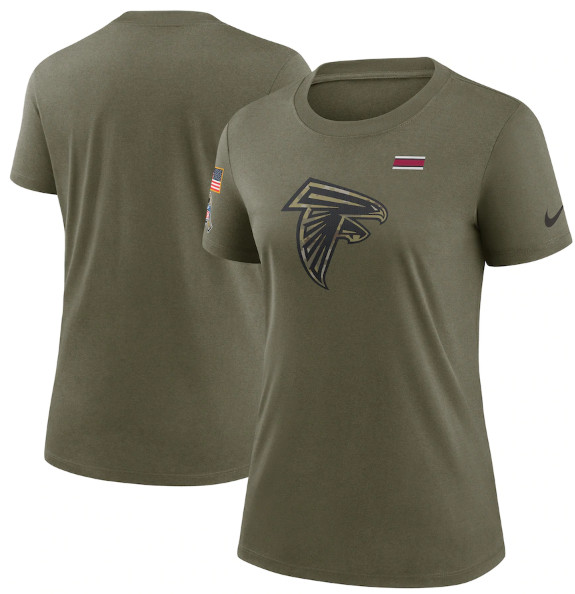 Women's Atlanta Falcons Olive 2021 Salute To Service T-Shirt (Run Small) Women's Atlanta Falcons Olive 2021 Salute To Service T-Shirt (Run Small)