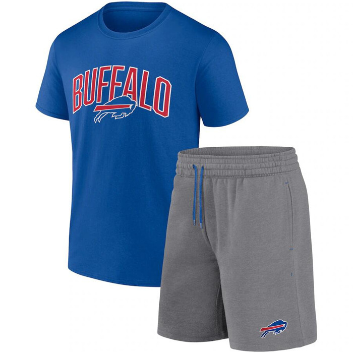 Men's Buffalo Bills Royal Heather Gray Arch T-Shirt & Shorts Combo Set Men's Buffalo Bills Royal Heather Gray Arch T-Shirt & Shorts Combo Set