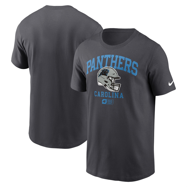 Men's Carolina Panthers Anthracite Helmet Essential T-Shirt Men's Carolina Panthers Anthracite Helmet Essential T-Shirt