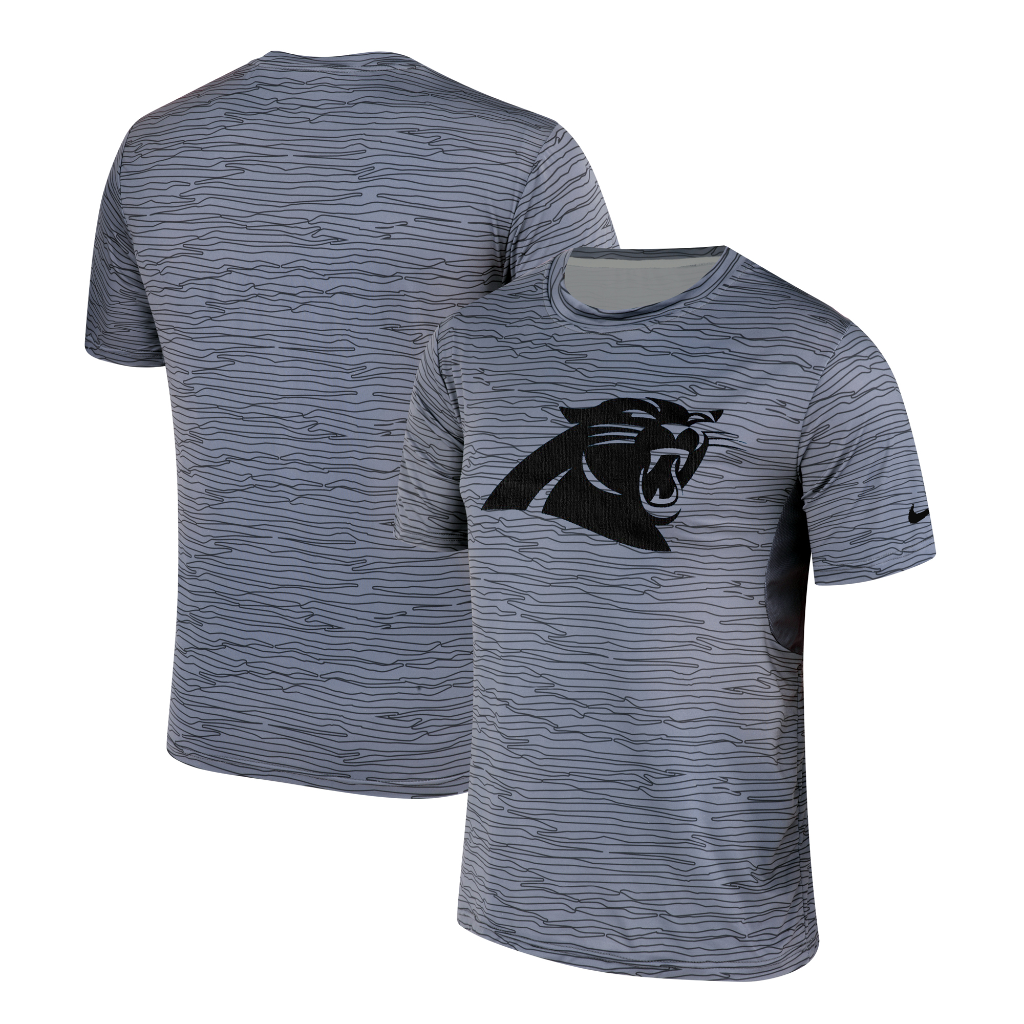 Carolina Panthers Nike Gray Black Striped Logo Performance T-Shirt