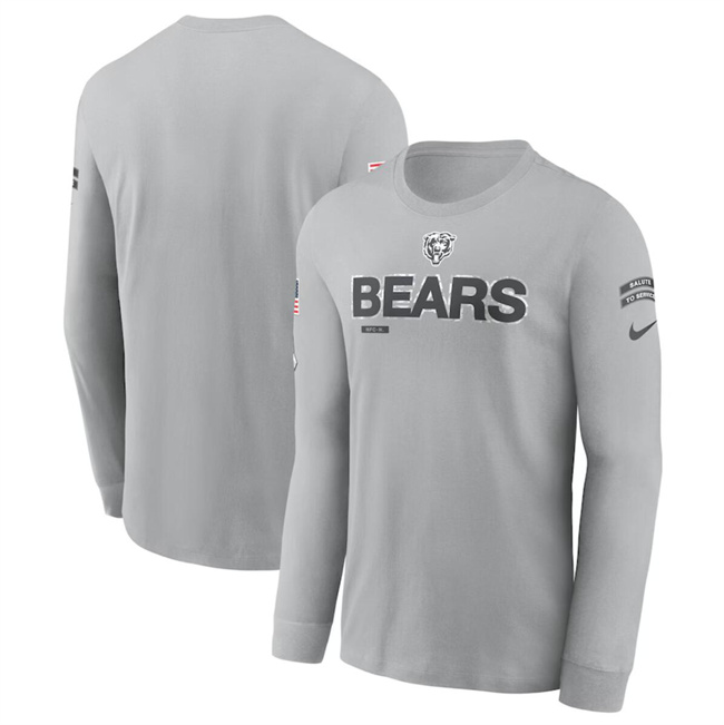 Men's Chicago Bears 2024 Gray Salute To Service Long Sleeve T-Shirt Men's Chicago Bears 2024 Gray Salute To Service Long Sleeve T-Shirt