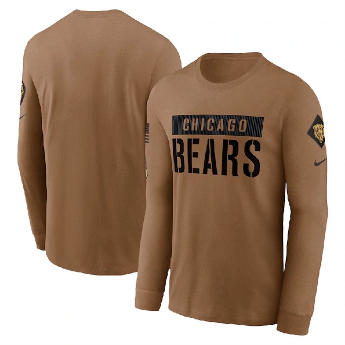 Men's Chicago Bears 2023 Brown Salute To Service Long Sleeve T-Shirt Men's Chicago Bears 2023 Brown Salute To Service Long Sleeve T-Shirt