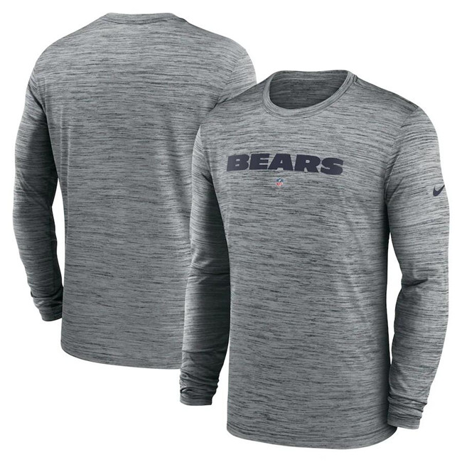 Men's Chicago Bears Heather Gray Sideline Team Velocity Performance Long Sleeve T-Shirt Men's Chicago Bears Heather Gray Sideline Team Velocity Performance Long Sleeve T-Shirt