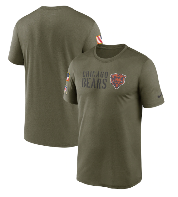 Men's Chicago Bears Olive 2022 Salute To Service Legend Team T-Shirt Men's Chicago Bears Olive 2022 Salute To Service Legend Team T-Shirt