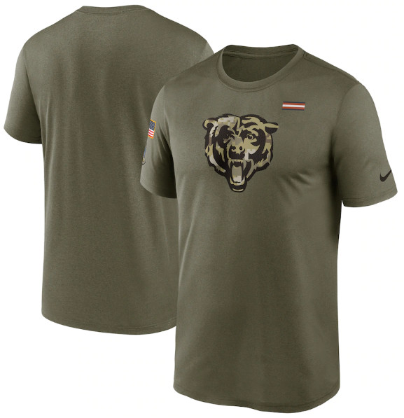 Men's Chicago Bears 2021 Olive Salute To Service Legend Performance T-Shirt Men's Chicago Bears 2021 Olive Salute To Service Legend Performance T-Shirt