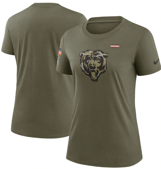 Women's Chicago Bears Olive 2021 Salute To Service T-Shirt (Run Small) Women's Chicago Bears Olive 2021 Salute To Service T-Shirt (Run Small)