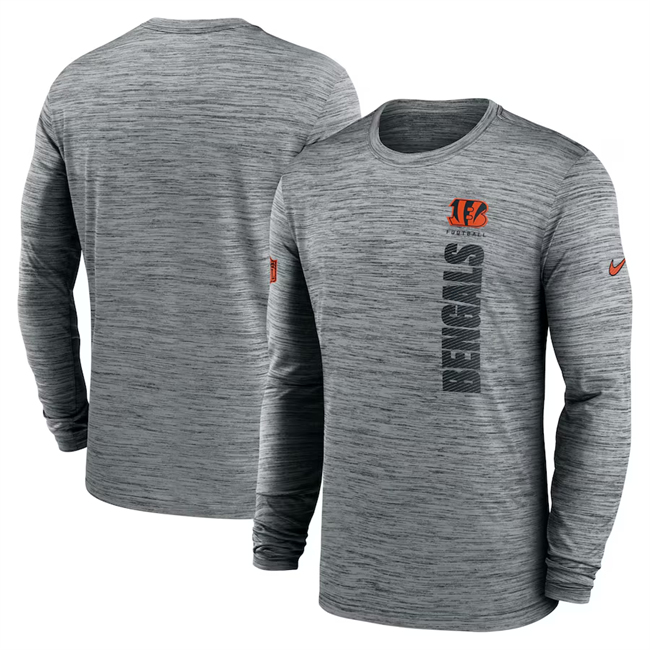 Men's Cincinnati Bengals Grey 2024 Sideline Team Velocity Performance Long Sleeve T-Shirt Men's Cincinnati Bengals Grey 2024 Sideline Team Velocity Performance Long Sleeve T-Shirt