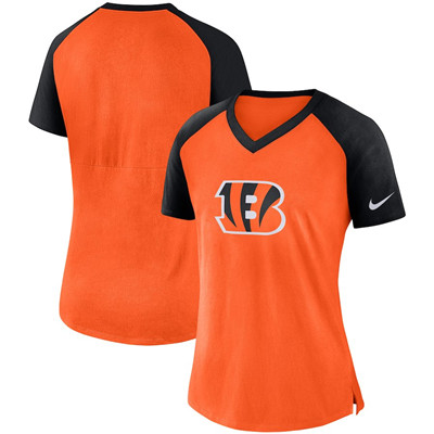Cincinnati Bengals Nike Women's Top V Neck T-Shirt Orange Black Cincinnati Bengals Nike Women's Top V Neck T-Shirt Orange Black