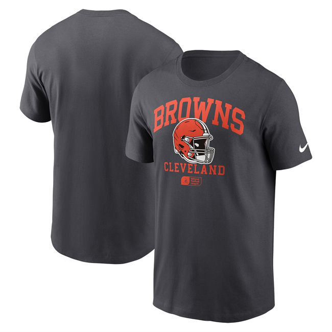 Men's Cleveland Browns Anthracite Helmet Essential T-Shirt Men's Cleveland Browns Anthracite Helmet Essential T-Shirt