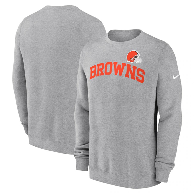 Men's Cleveland Browns Heather Grey Club Pullover Sweatshirt Men's Cleveland Browns Heather Grey Club Pullover Sweatshirt
