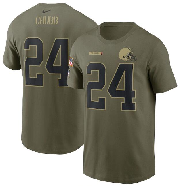 Men's Cleveland Browns #24 Nick Chubb 2021 Olive Salute To Service Legend Performance T-Shirt Men's Cleveland Browns #24 Nick Chubb 2021 Olive Salute To Service Legend Performance T-Shirt