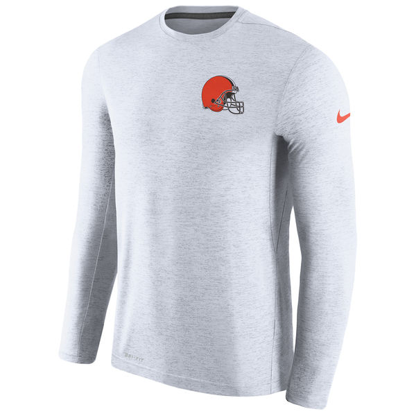 Men's Cleveland Browns Nike White Coaches Long Sleeve Performance T-Shirt Men's Cleveland Browns Nike White Coaches Long Sleeve Performance T-Shirt