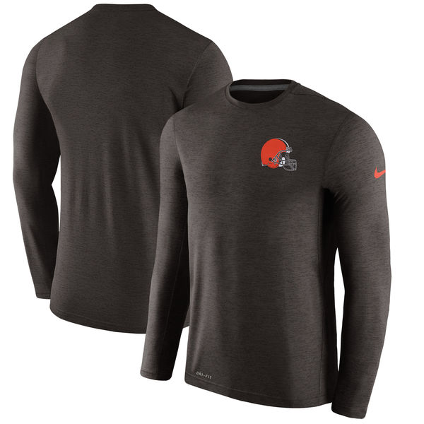 Men's Cleveland Browns Nike Brown Coaches Long Sleeve Performance T-Shirt Men's Cleveland Browns Nike Brown Coaches Long Sleeve Performance T-Shirt