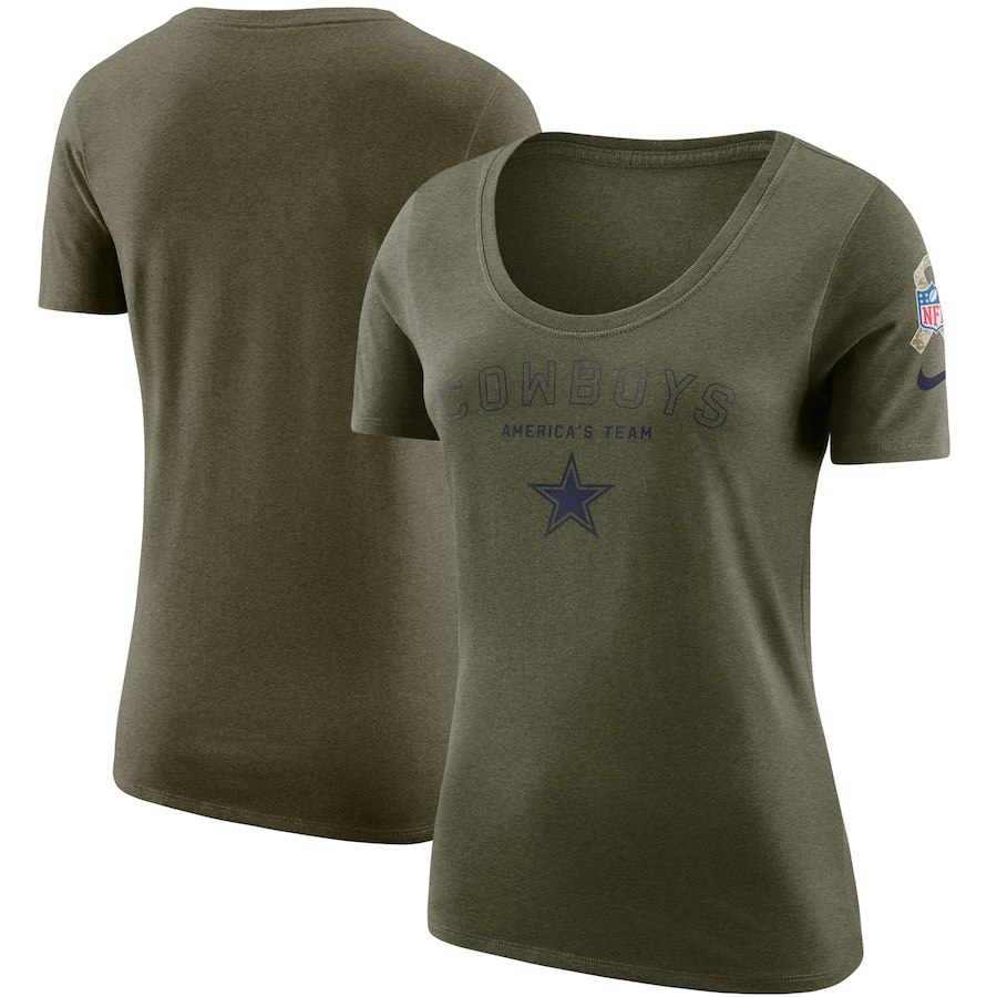 Dallas Cowboys Nike Women's Salute To Service Legend Scoop Neck T-Shirt Olive Dallas Cowboys Nike Women's Salute To Service Legend Scoop Neck T-Shirt Olive