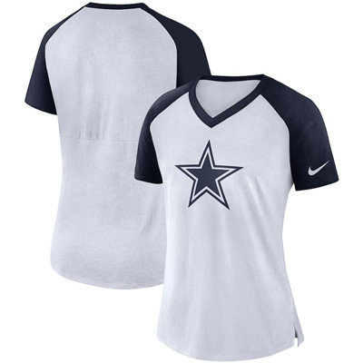 Dallas Cowboys Nike Women's Top V Neck T-Shirt White Navy Dallas Cowboys Nike Women's Top V Neck T-Shirt White Navy