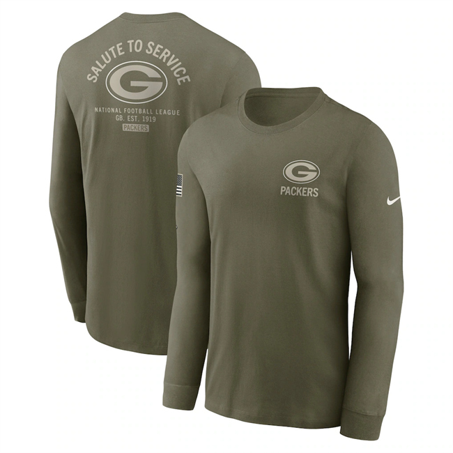 Men's Green Bay Packers Olive 2025 Salute to Service Sideline Long Sleeve T-Shirt Men's Green Bay Packers Olive 2025 Salute to Service Sideline Long Sleeve T-Shirt