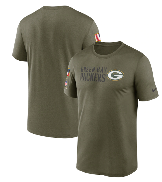 Men's Green Bay Packers Olive 2022 Salute To Service Legend Team T-Shirt