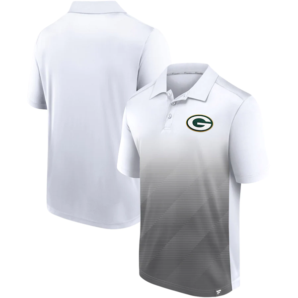 Men's Green Bay Packers White Grey Iconic Parameter Sublimated Polo Men's Green Bay Packers White Grey Iconic Parameter Sublimated Polo