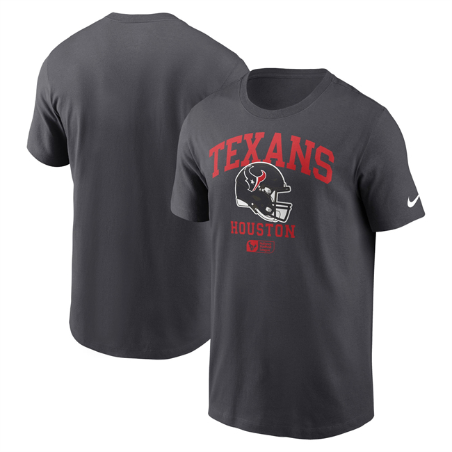 Men's Houston Texans Anthracite Helmet Essential T-Shirt Men's Houston Texans Anthracite Helmet Essential T-Shirt