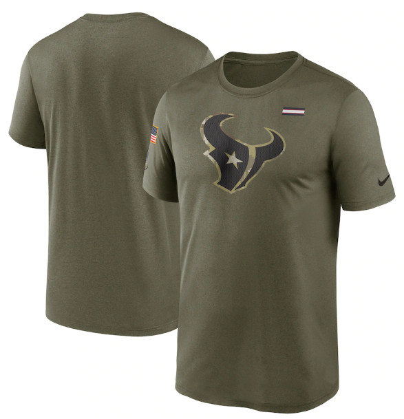 Men's Houston Texans 2021 Olive Salute To Service Legend Performance T-Shirt Men's Houston Texans 2021 Olive Salute To Service Legend Performance T-Shirt