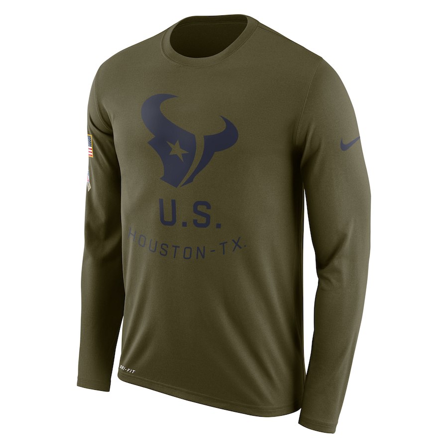 Houston Texans Nike Salute To Service Sideline Legend Performance Long Sleeve T-Shirt Olive Houston Texans Nike Salute To Service Sideline Legend Performance Long Sleeve T-Shirt Olive
