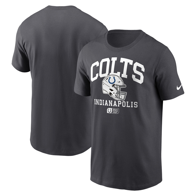 Men's Indianapolis Colts Anthracite Helmet Essential T-Shirt Men's Indianapolis Colts Anthracite Helmet Essential T-Shirt