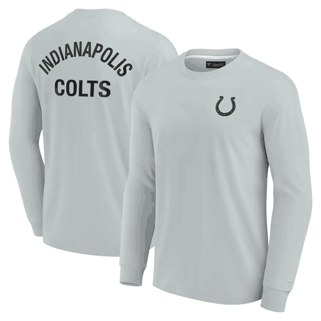 Men's Indianapolis Colts Grey Signature Unisex Super Soft Long Sleeve T-Shirt Men's Indianapolis Colts Grey Signature Unisex Super Soft Long Sleeve T-Shirt