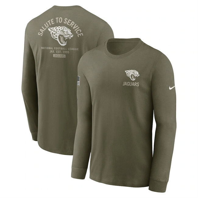 Men's Jacksonville Jaguars Olive 2025 Salute to Service Sideline Long Sleeve T-Shirt Men's Jacksonville Jaguars Olive 2025 Salute to Service Sideline Long Sleeve T-Shirt