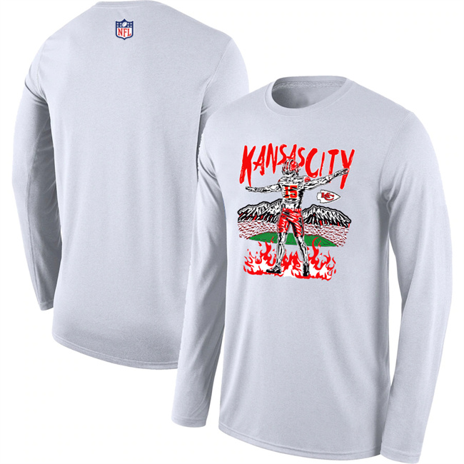Men's Kansas City Chiefs White Long Sleeve T-Shirt Men's Kansas City Chiefs White Long Sleeve T-Shirt