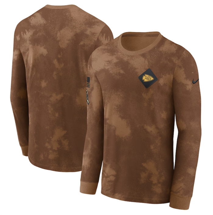 Men's Kansas City Chiefs Brown 2023 Salute To Service Long Sleeve T-Shirt Men's Kansas City Chiefs Brown 2023 Salute To Service Long Sleeve T-Shirt